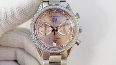 태*호이어 Carrera Calibre 16 Chronograph 다이아세팅 핑크