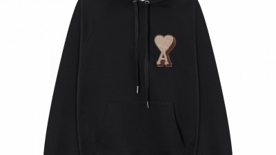 [NORMAL] 공용 아ㅁ 2025 블랙 코튼 하트로고 후드티