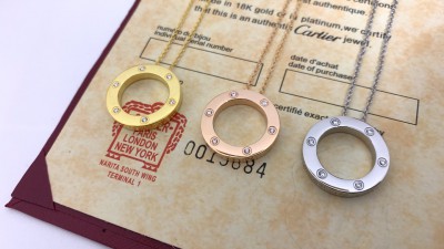 까ㄹ띠에 러브 서클 펜던트 목걸이 6다이아 파베