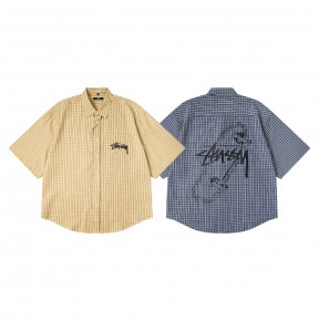[NORMAL] 공용 25SS 스ㅌ시 오픈칼라 체크 반팔 셔츠 2컬러