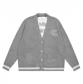 [GOOD] 공용 켈ㅂ클라인 CK레터링 자카드 V넥 헤비 니트 가디건 2컬러 C