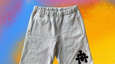 크ㄹ하츠 크롬하츠 크로스 레더 패치 스웨트쇼츠