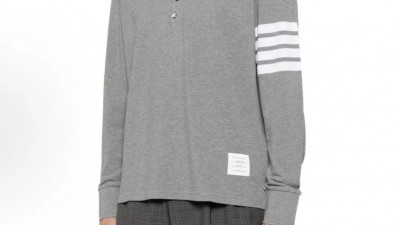 [세일] 톰ㅂ라운 4-바 피케 긴소매 폴로 셔츠