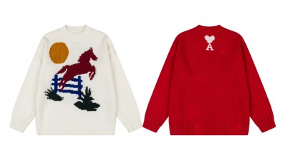 [공용] 아ㅁ 홀스 인타르시아 니트 스웨터 2컬러