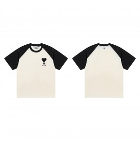 [공용] 아ㅁ 화이트 코튼 투톤 티셔츠