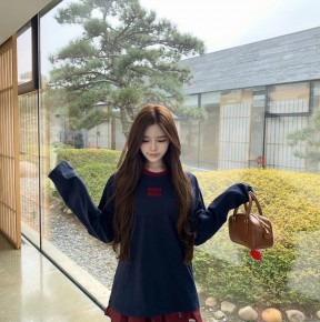 [공용] 미ㅇ미우 롱슬리브 코튼 저지 티셔츠