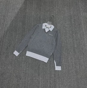 [세일] 미ㅇ미우 폴로 레이어드 캐시미어 및 울 스웨터