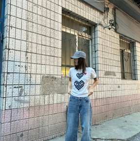 [공용][세일] 꼼ㄷ가르송 폴카 닷 더블 하트 티셔츠 2컬러