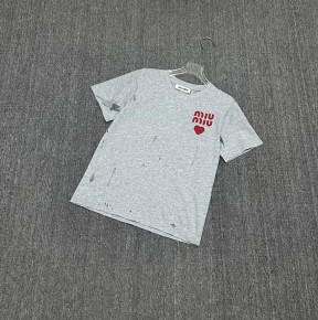 [세일] 미ㅇ미우 하트 로고 코튼 티셔츠